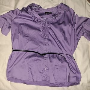 Apt 9 1X lavender belted short sleeve blouse